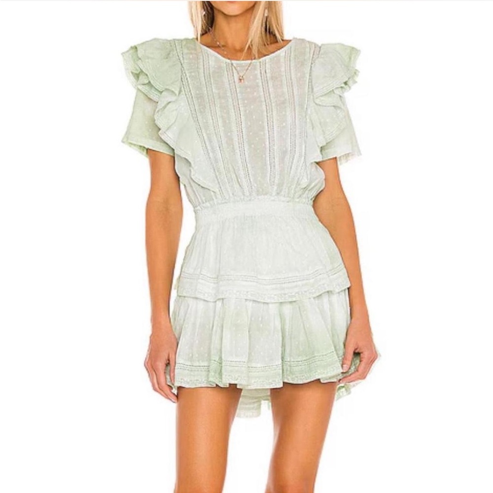 LoveShackFancy Natasha Dress in Moss Green Hand Dye